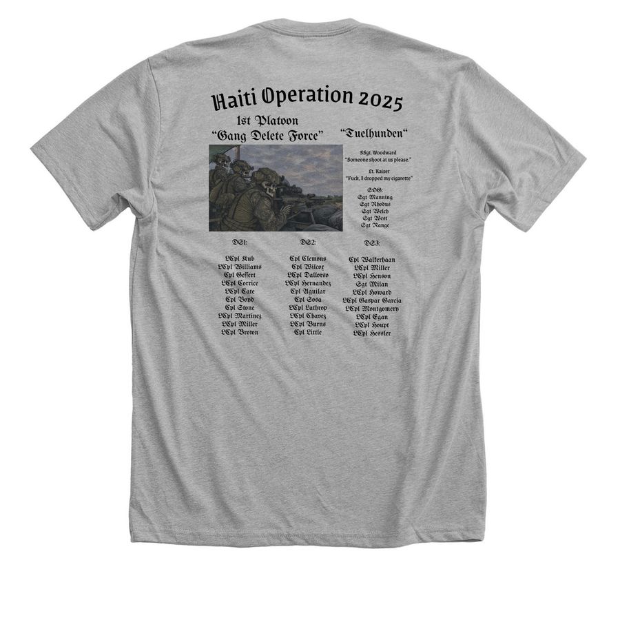 1st Platoon, a Athletic Heather Premium Unisex Tee (back-view)