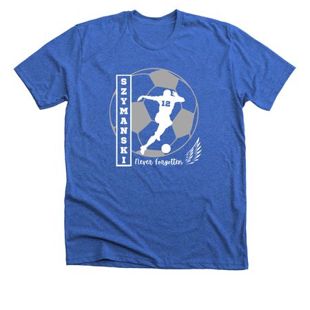 Szymanski Support, a Heather True Royal Premium Unisex Tee