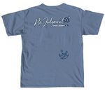 No Judgment Just Jesus Adventure Logo SC, a Blue Jean Comfort Colors Unisex Tee (back-view)