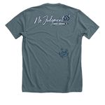 No Judgment Just Jesus Adventure Logo SC, a Heather Slate Premium Unisex Tee (back-view)