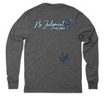 No Judgment Just Jesus Adventure Logo SC, a Aluminum Grey Allmade Eco Triblend Long Sleeve Tee (back-view)