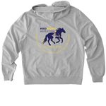 Reed Riding Instruction-Slogan, a Granite Grey Heather Allmade Organic French Terry Zip Up Hoodie (back-view)