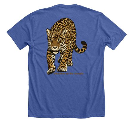 Shadow of the Jungle, a Solid True Royal Premium Unisex Tee (back-view)