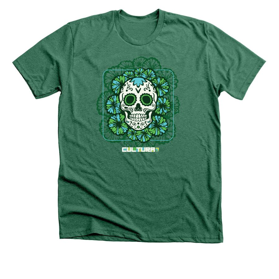 Dia de los Muertos by Cultura - HHM2026 II, a Heather Grass Green Premium Unisex Tee