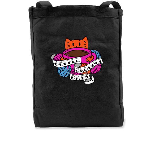 Coffee, Crochet & Cats Tote!  Black Premium Tote Bag