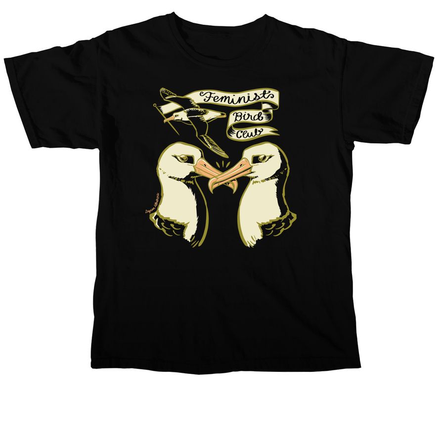 Feminist Bird Club Albatross Design, a Black Comfort Colors Unisex Tee
