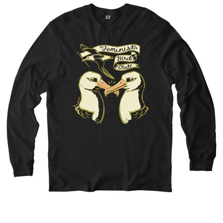 Feminist Bird Club Albatross Design, a Deep Black Allmade Organic Cotton Long Sleeve Tee
