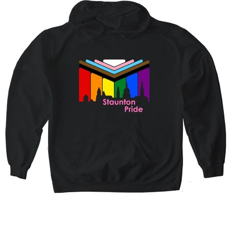 Staunton Pride 2026, a Black Gildan Softstyle Pullover Hoodie