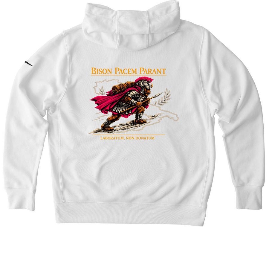 Bison Prepare for Peace, a White Nike Club Fleece Pullover Hoodie