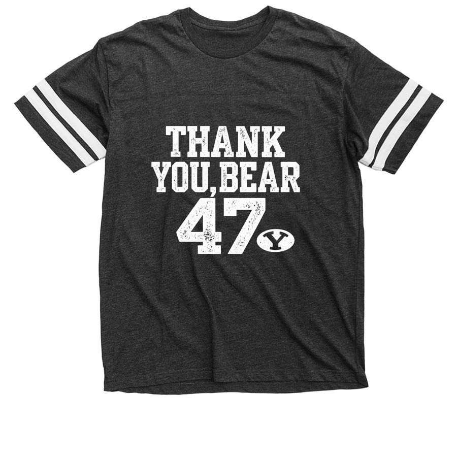 Byu Cougars Thank You Bear 47 Shirt, a Vintage Smoke / White Football Jersey Tee