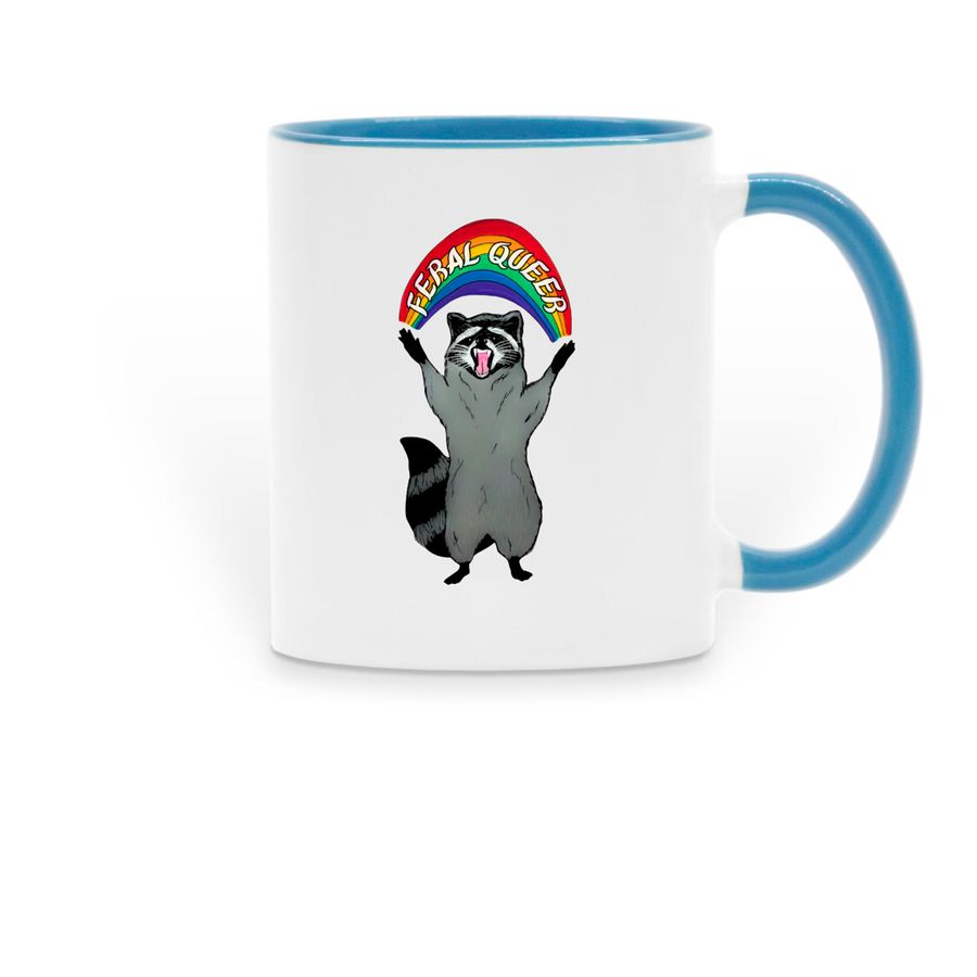 Feral Queer Mug, a Light Blue Two-Tone Ceramic Mug