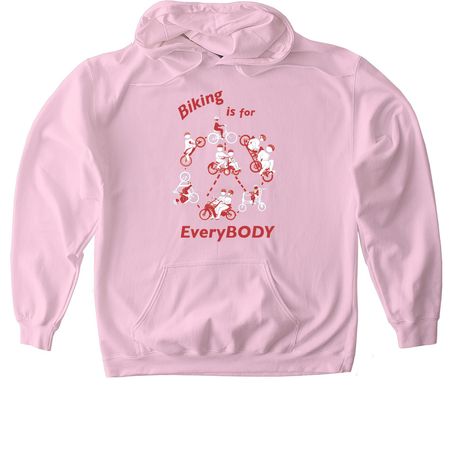 Biking is for EveryBODY - light colors, a Light Pink Gildan Softstyle Pullover Hoodie