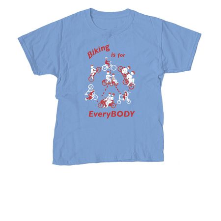 Biking is for EveryBODY - light colors, a Carolina Blue Youth Unisex Tee