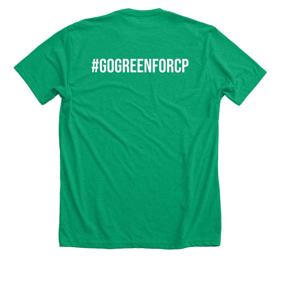 #GoGreenforCP (CraneWerks), a Heather Kelly Premium Unisex Tee (back-view)