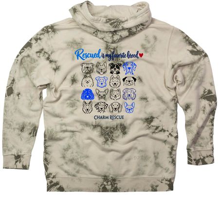Zip Up Rescued is my favorite breed, a Olive Tie Dyed Pullover Hoodie (back-view)
