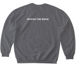 WTF DEFEND THE RIDGE, a Charcoal Softstyle Crewneck Sweatshirt (back-view)
