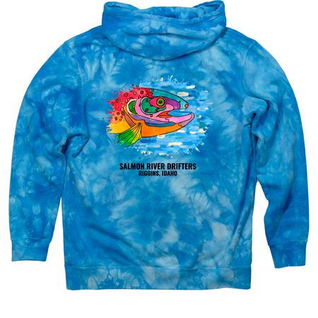 SRD "Fish Splash" Shirts & Sweatshirts, a Aqua Blue Tie Dye Pullover Hoodie