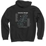 Lochsa Map, a Black Pullover Hoodie (back-view)