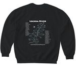 Lochsa Map, a Black Softstyle Crewneck Sweatshirt (back-view)