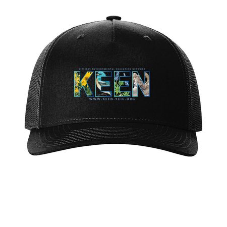 KEEN Caps!, a Black Printed Five-Panel Trucker Cap