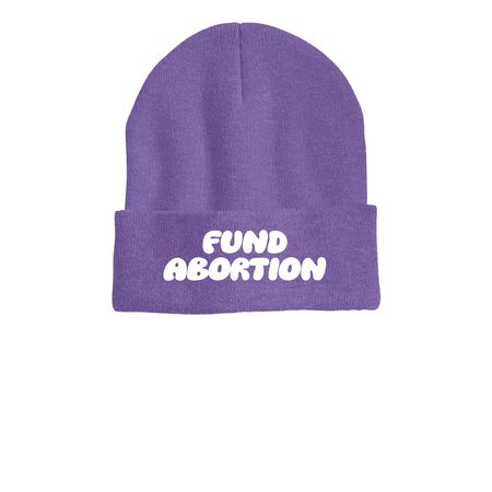 fund abortion beanie, a Heather Purple Printed Cuffed Beanie