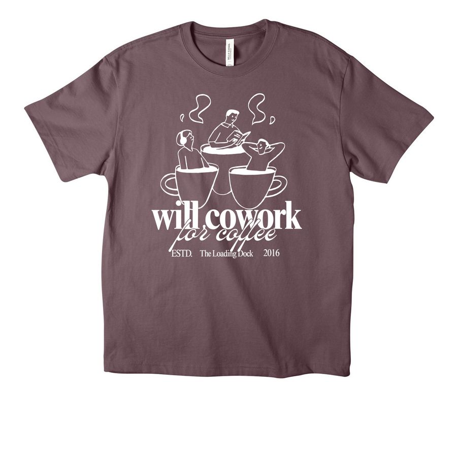 Will Cowork For Coffee, a Purple Storm Unisex Heavyweight Tee