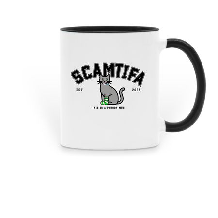 SCAMTIFA Kitty Mug, a Black Two-Tone Ceramic Mug