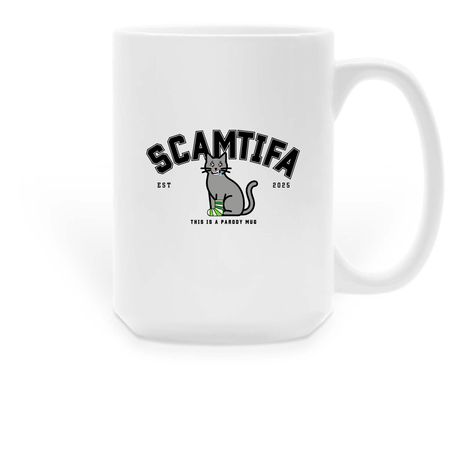 SCAMTIFA Kitty Mug, a White Large Coffee Mug