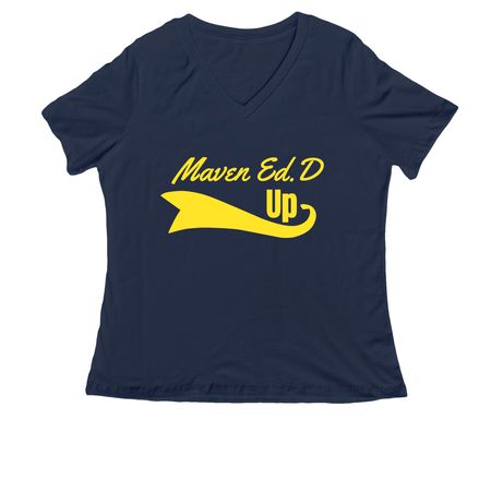 MavenEdD Up Option 1, a Navy Women's Relaxed V-Neck Tee