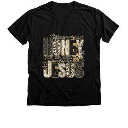 DWH graphic tee, a Black Heather Premium V-Neck Tee