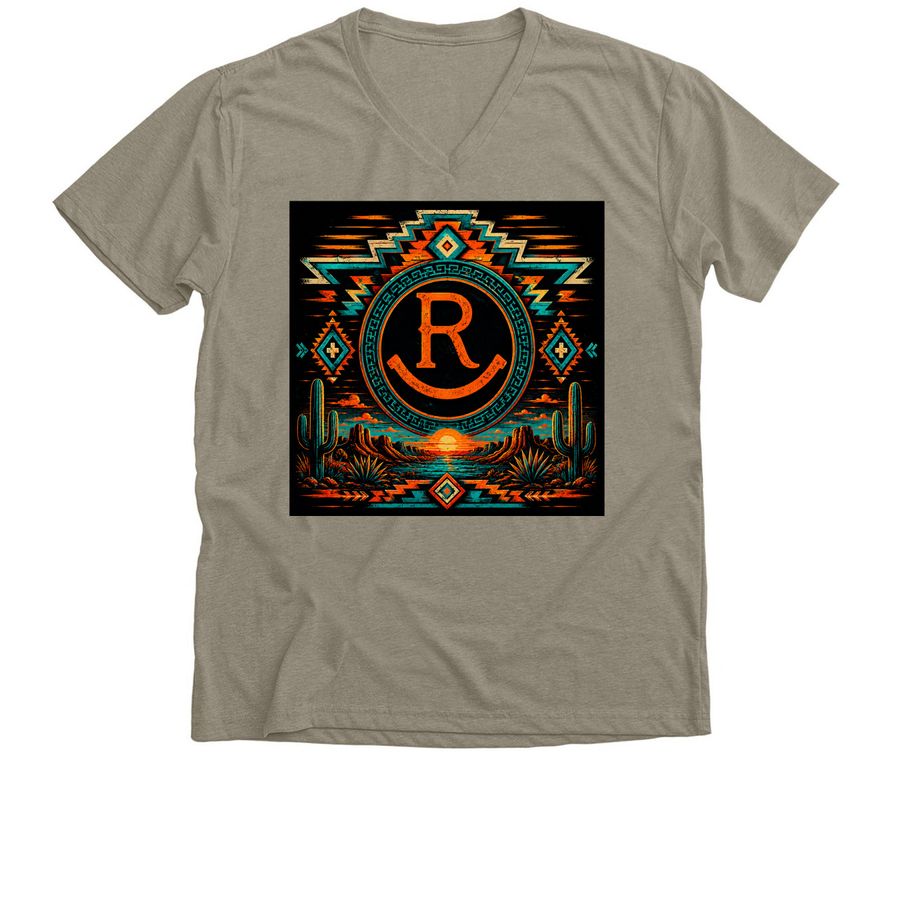Orange Sunset, a Heather Stone Premium V-Neck Tee