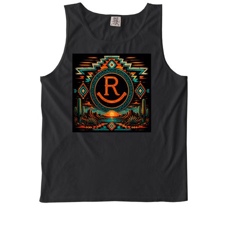 Orange Sunset, a Black Comfort Colors Tank Top