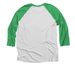 MPLA Logo 3/4 Sleeve Baseball Tee, a Envy and Heather White 3/4 Sleeve Baseball Tee (back-view)