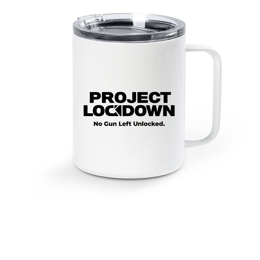 Project Lockdown, a White Stainless Steel Travel Mug