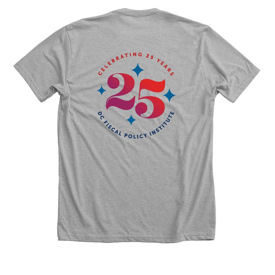 Democracy Starts in DC, a Athletic Heather Premium Unisex Tee (back-view)
