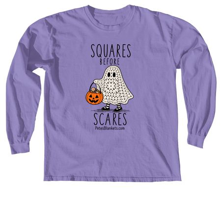 Squares Before Scares., a Violet Comfort Colors Long Sleeve Tee