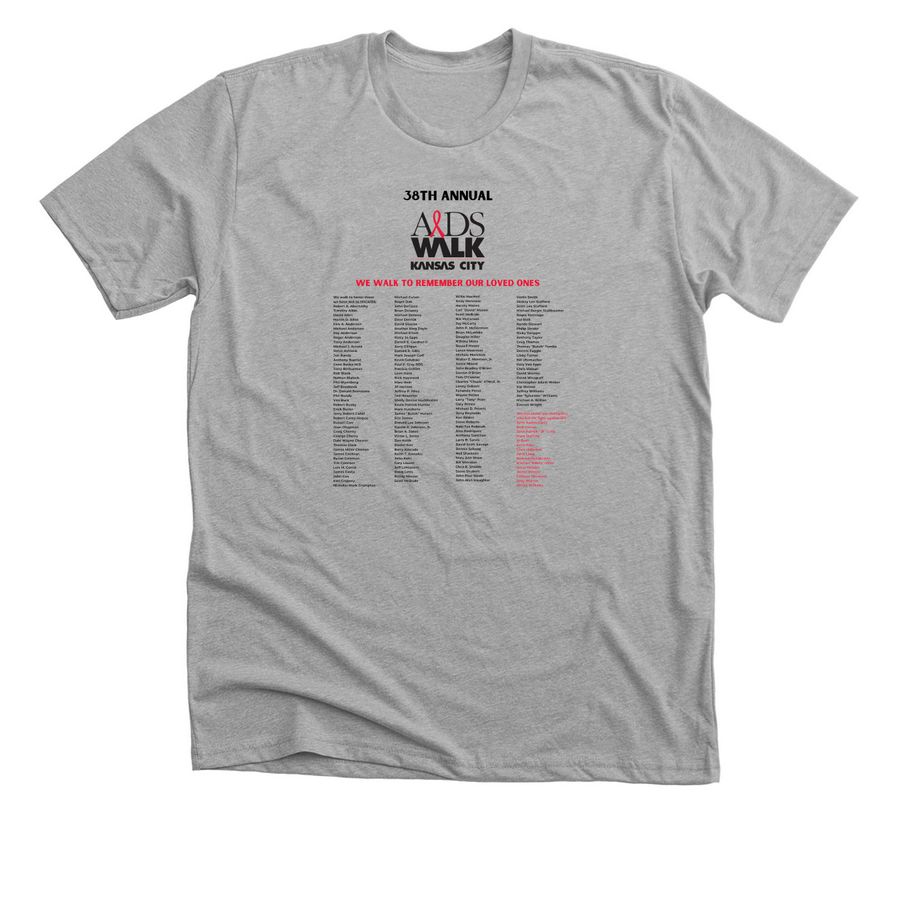 2026 AIDS Walk Memorial Program, a Athletic Heather Premium Unisex Tee