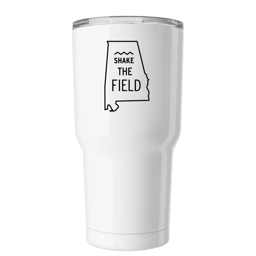 Shake the Field, a White Insulated Tumbler