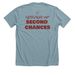 Serving up second chances, a Heather Blue Lagoon Premium Unisex Tee (back-view)