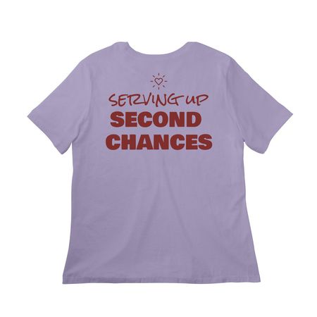 Serving up second chances, a Dark Lavender Women?s Relaxed Cotton Tee