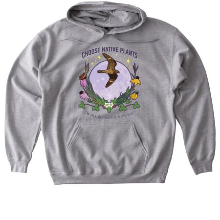 Choose Native Plants: Moon & Hawk (color), a Sport Grey Gildan Softstyle Pullover Hoodie