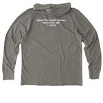 We're all welcome..., a Driftwood Grey Allmade Organic Cotton Mineral Dye Hoodie Tee (back-view)