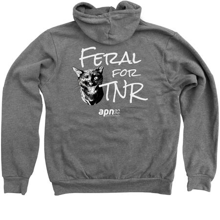 Feral for TNR, a Deep Heather Zip Up Hoodie