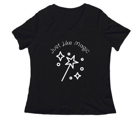 Just Like Magic, a Black Women's Relaxed V-Neck Tee