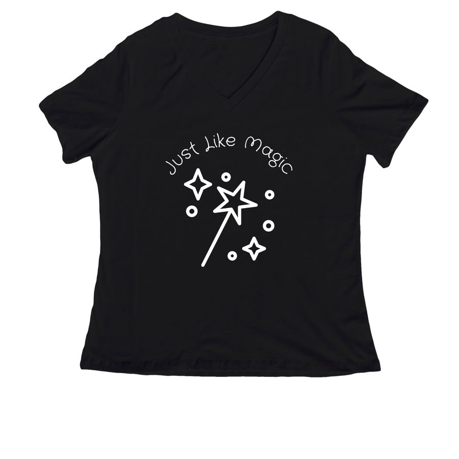 Just Like Magic, a Black Women's Relaxed V-Neck Tee