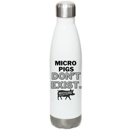Micro Pigs Don't Exist Water Bottle, a White Stainless Steel Water Bottle