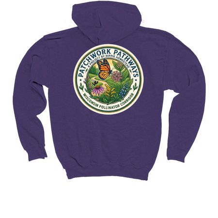 Patchwork Pathways WI, a Purple Youth Pullover Hoodie (back-view)