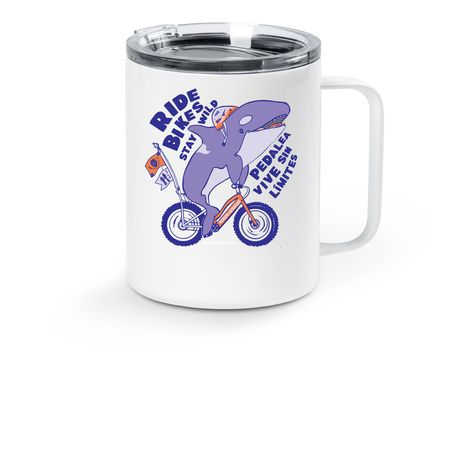 Ride Bikes, Stay Wild Mug, a White Stainless Steel Travel Mug