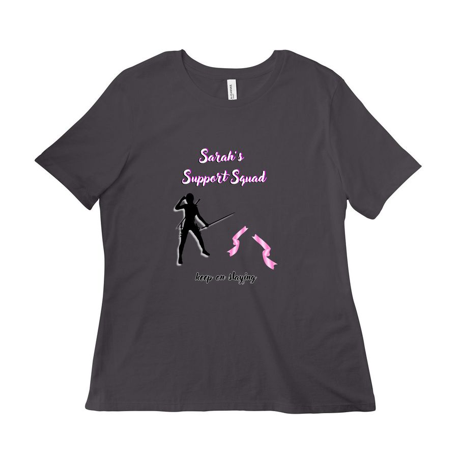 Sarah Support Squad woman cut, a Dark Grey Women?s Relaxed Cotton Tee