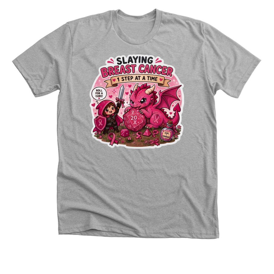 Slaying Breast Cancer, a Athletic Heather Premium Unisex Tee